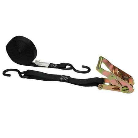 US CARGO CONTROL 1" x 6' Ratchet Strap with S-hooks - Motorcycle Tie Down Straps 2606SH254